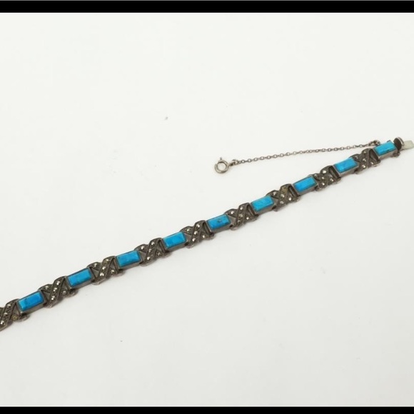 Vintage sterling silver bracelet blue gems